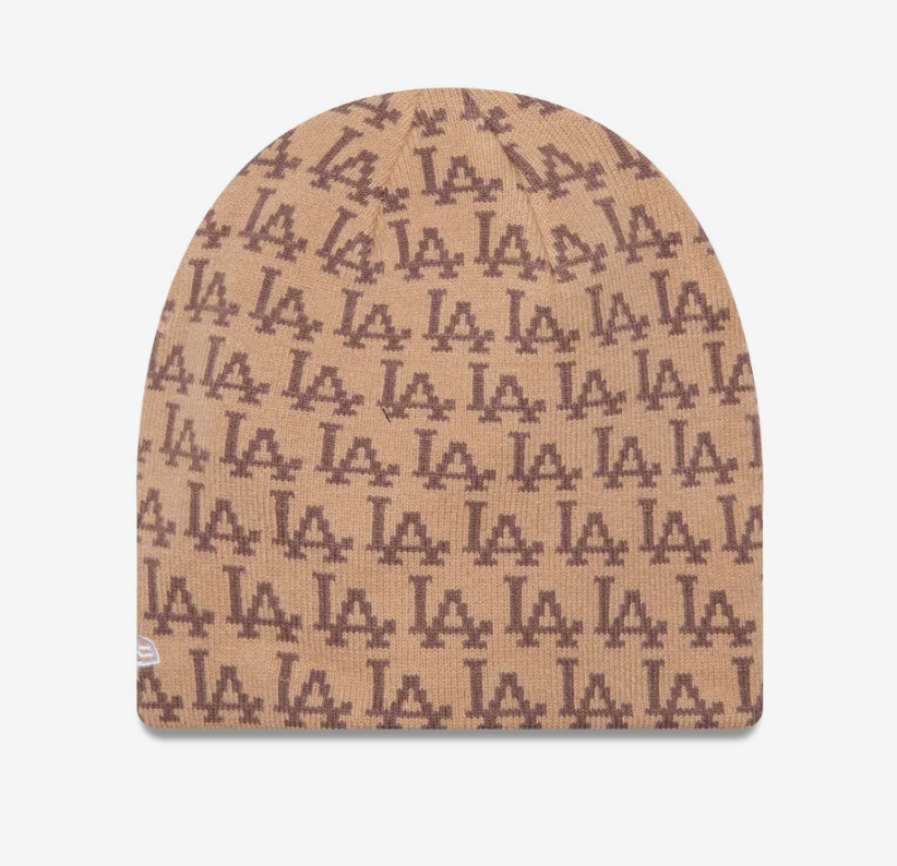 New Era LA Dodgers Jacquard Beige Skull Knit Beanie - 60565440