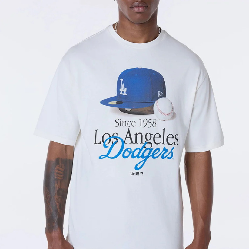 New Era LA Dodgers MLB Script Open White T-Shirt - 60596283