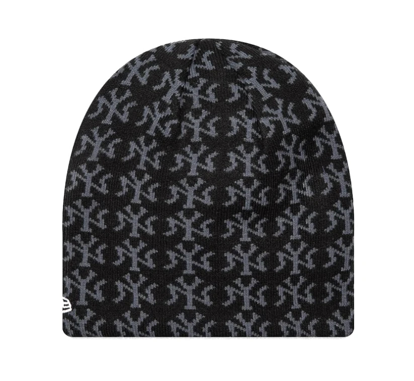 New Era NY Yankees Jacquard Black Skull Knit Beanie - 60565444