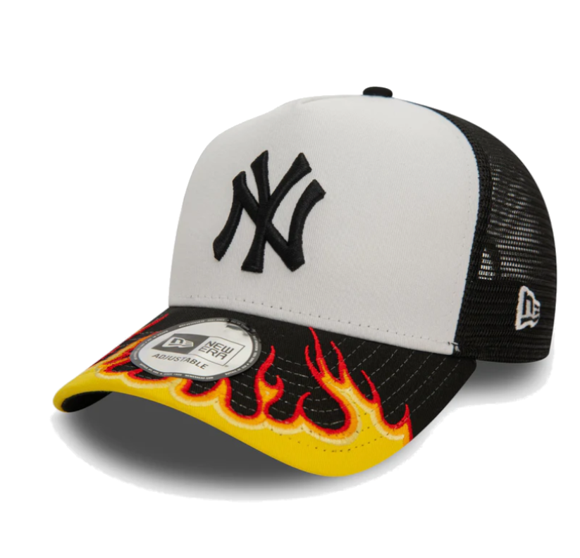 New Era New York Yankees MLB Flame Black 9FORTY E-Frame Trucker - 60565478