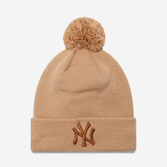 New Era NY Yankees Cappello da donna in maglia con pompon beige - 60580767