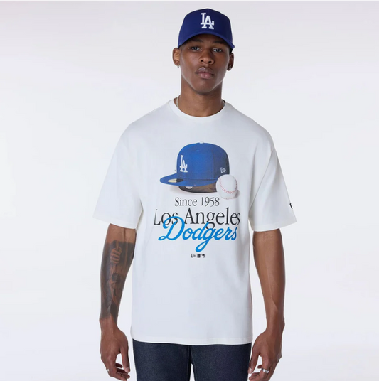 New Era LA Dodgers MLB Script Open White T-Shirt - 60596283