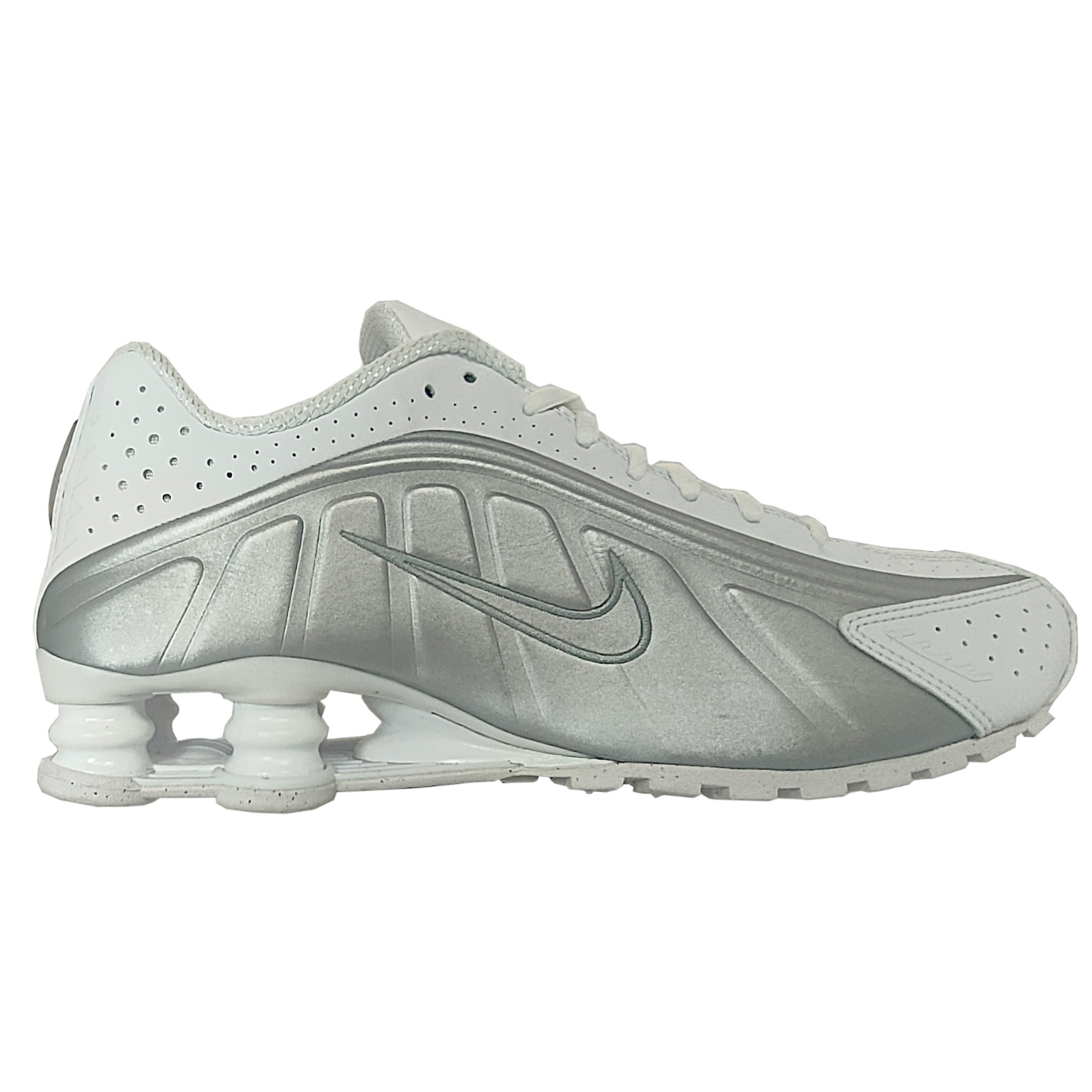 Nike Shox R4 White and Metallic Silver - AR3565-101