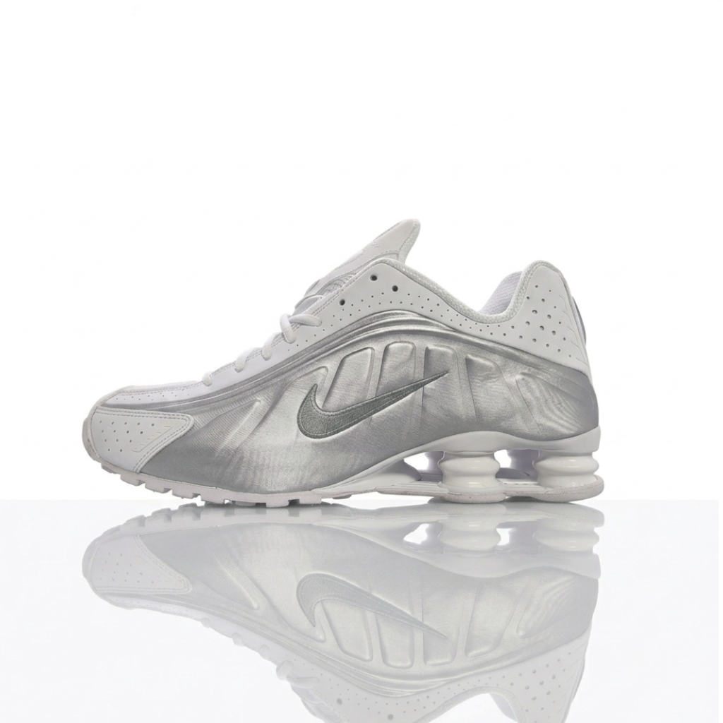 Nike Shox R4 White and Metallic Silver - HQ1988-101