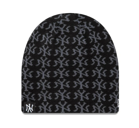 New Era NY Yankees Jacquard Black Skull Knit Beanie - 60565444